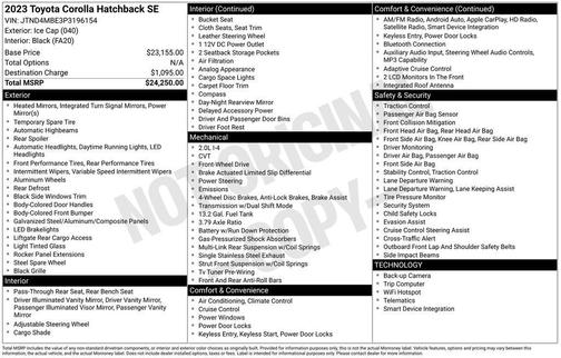 Ice 2023 Toyota Corolla Hatchback SE