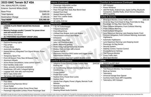 Summit White 2023 GMC Terrain SLT