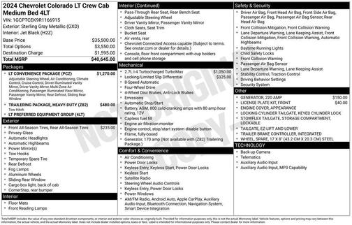 Sterling Gray Metallic 2024 Chevrolet Colorado LT