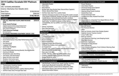 2019 Cadillac Escalade ESV Platinum