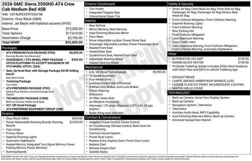 Onyx Black 2026 GMC Sierra 2500 AT4