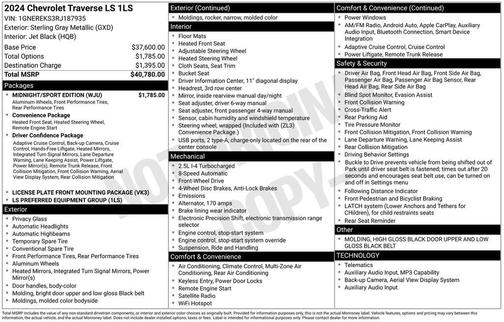 Sterling Gray Metallic 2024 Chevrolet Traverse LS