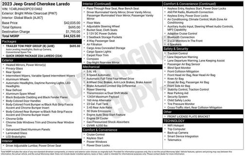 Bright White Clearcoat 2023 Jeep Grand Cherokee Laredo