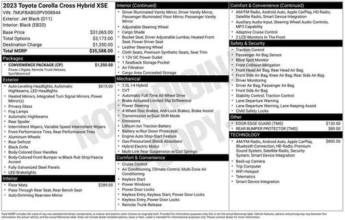 Black 2023 Toyota Corolla Cross Hybrid