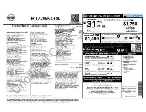 Pearl White 2016 Nissan Altima 2.5 SL