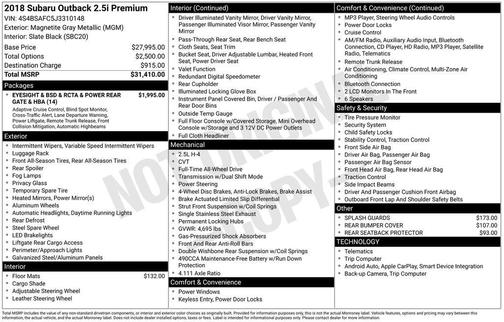 2018 Subaru Outback 2.5i Premium