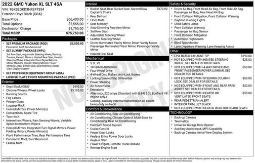 Onyx Black 2022 GMC Yukon XL SLT