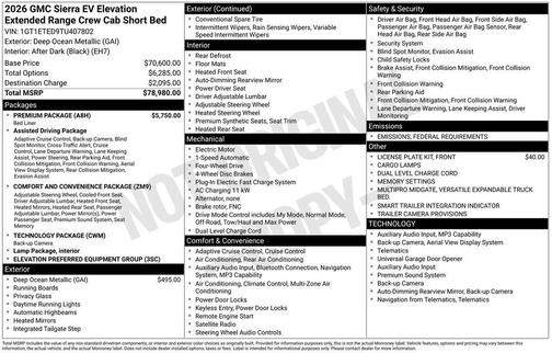 2026 GMC Sierra EV Elevation