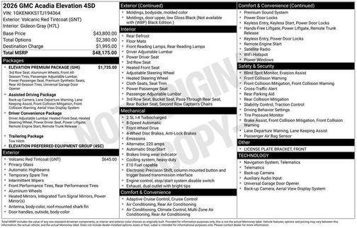 Volcanic Red 2026 GMC Acadia Elevation