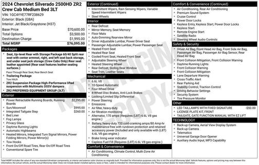 Black 2024 Chevrolet Silverado 2500 ZR2