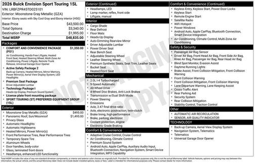 Moonstone Gray Metallic 2026 Buick Envision Sport Touring