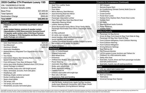 2020 Cadillac CT4 Premium Luxury
