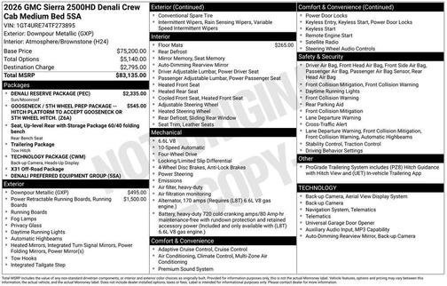 Metallic 2026 GMC Sierra 2500 Denali
