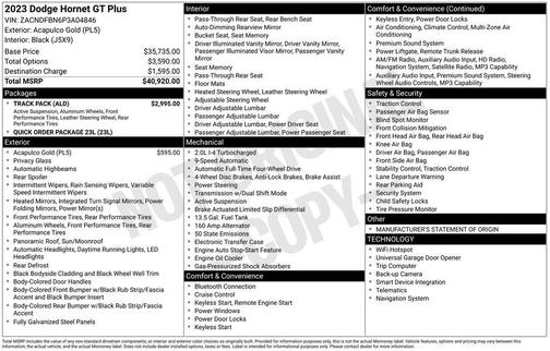 Gold 2023 Dodge Hornet GT Plus