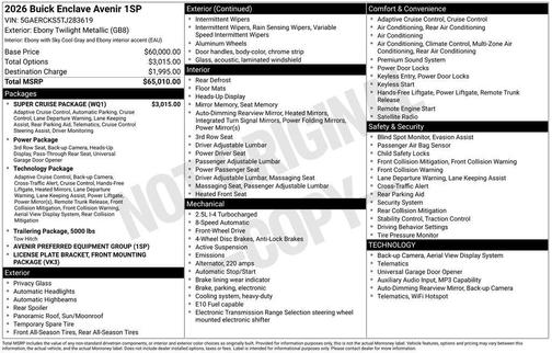 Ebony Twilight Metallic 2026 Buick Enclave Avenir