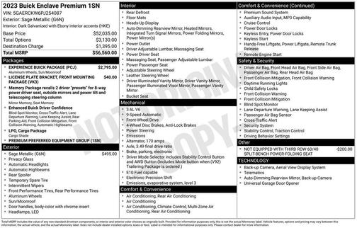 Sage Metallic 2023 Buick Enclave Premium