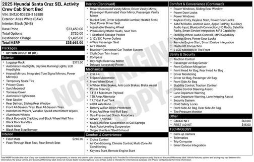 Atlas 2025 Hyundai SANTA CRUZ SEL Activity
