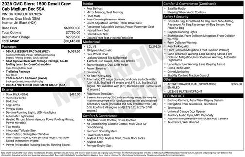 Onyx Black 2026 GMC Sierra 1500 Denali