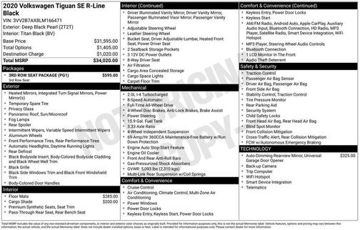 2020 Volkswagen Tiguan 2.0T SE R-Line Black