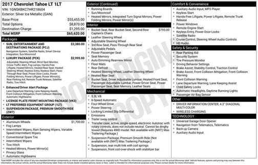 Silver Ice Metallic 2017 Chevrolet Tahoe LT