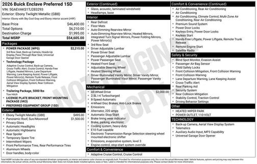 Ebony Twilight Metallic 2026 Buick Enclave Preferred