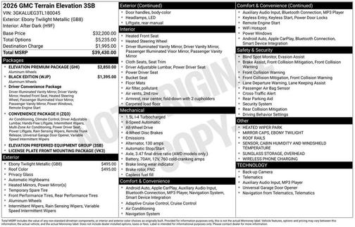 2026 GMC Terrain Elevation