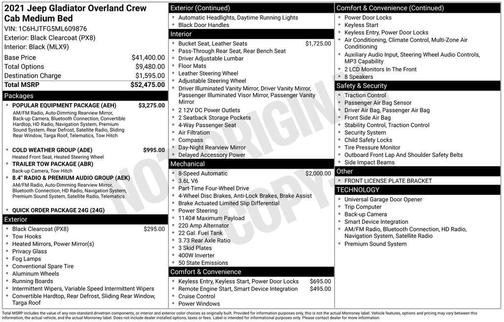 Black Clearcoat 2021 Jeep Gladiator Overland