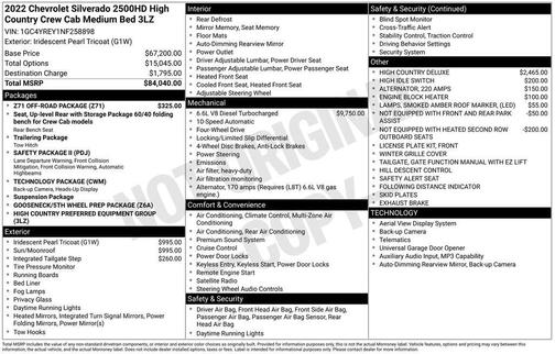 Iridescent Pearl Tricoat 2022 Chevrolet Silverado 2500 High Country