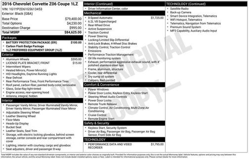 2016 Chevrolet Corvette Z06