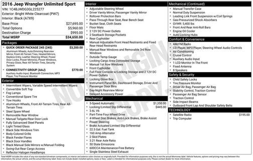 2016 Jeep Wrangler Unlimited Sport