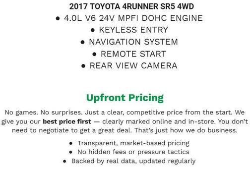 Super White 2017 Toyota 4Runner TRD Off Road Premium