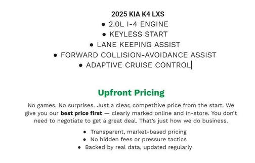 Aurora Black Pearl 2025 Kia K4 LXS