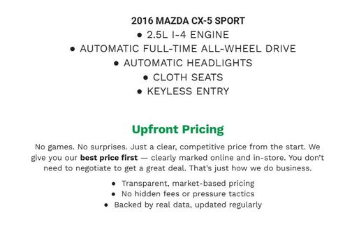 Crystal White Pearl Mica 2016 Mazda CX-5 Sport