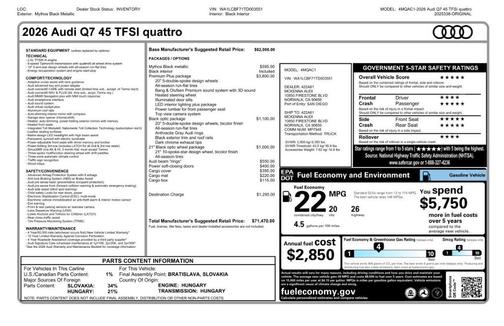 2026 Audi Q7 45 Premium Plus