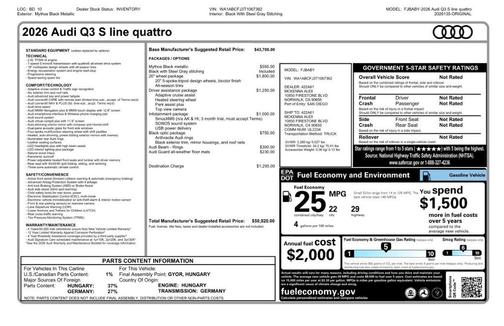 Black 2026 Audi Q3 S line