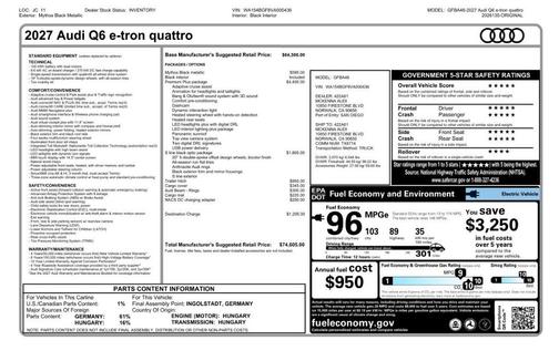 Black 2027 Audi Q6 e-tron Premium
