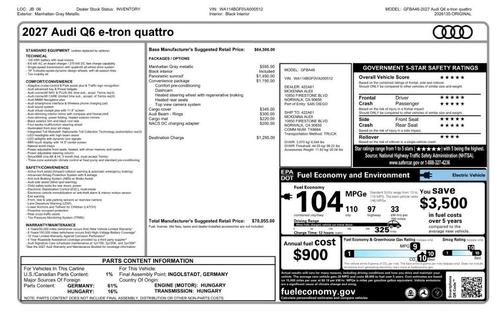 Gray 2027 Audi Q6 e-tron Premium
