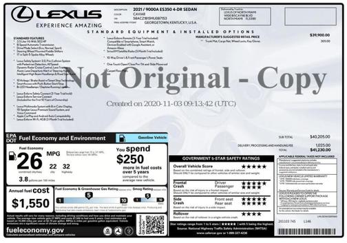 2021 Lexus ES 350 Base