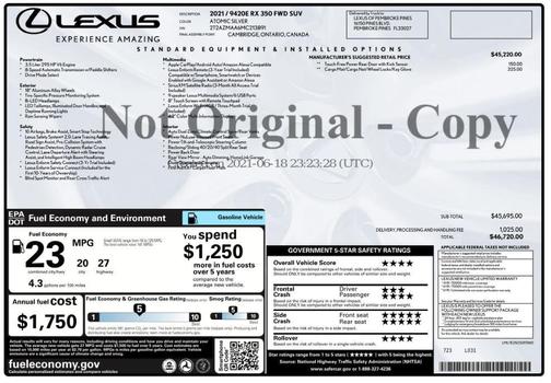 2021 Lexus RX 350 Base