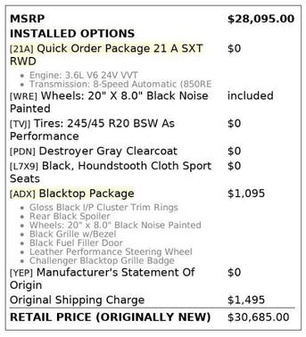 Destroyer Gray Clearcoat 2019 Dodge Challenger SXT