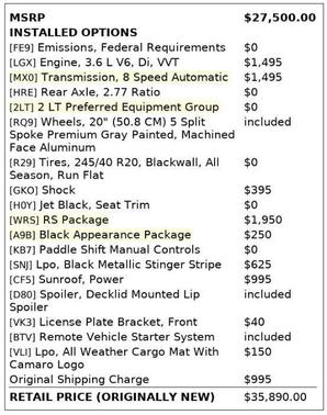 Shock 2019 Chevrolet Camaro 2LT