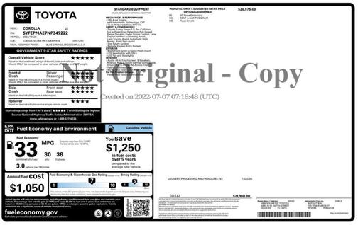 2022 Toyota Corolla LE