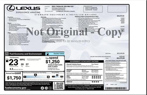 2021 Lexus RX 350 Base