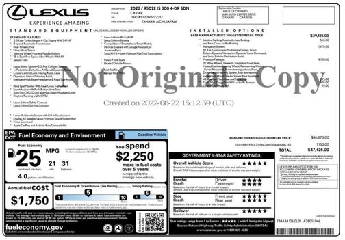 2022 Lexus IS 300 Base