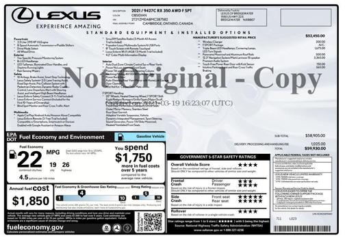 2021 Lexus RX 350 F SPORT Handling