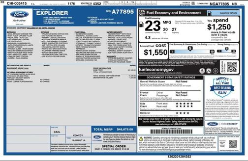 Agate Black Metallic 2022 Ford Explorer Limited
