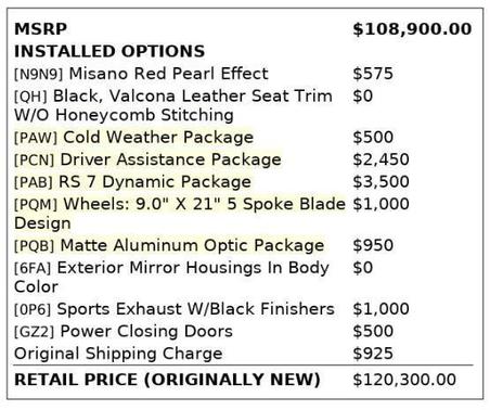 2016 Audi RS 7 4.0T Prestige