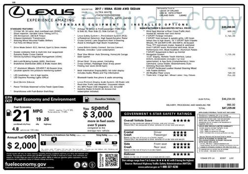 White 2017 Lexus IS 300 Base