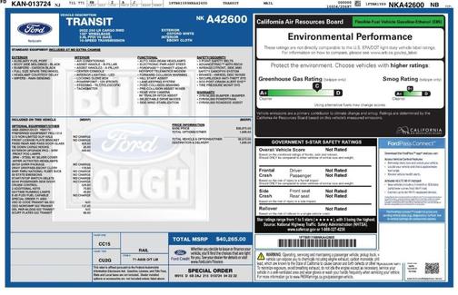 2022 Ford Transit-250 LOW ROOF 130WB