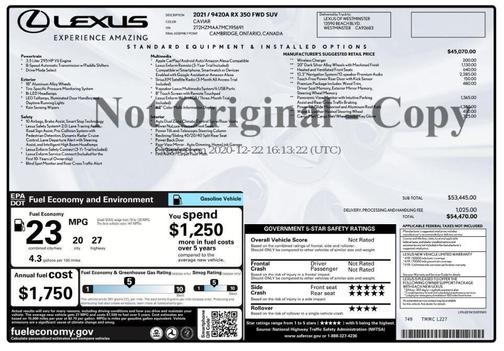 2021 Lexus RX 350 Base